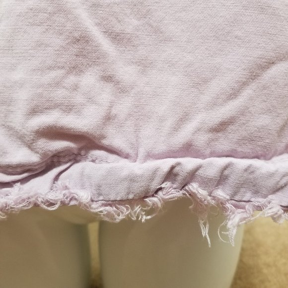 Free Heart top Large sleeveless shredded fringe raw hem keyhole tank twill boho - Picture 8 of 13